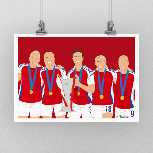 Arsenal Women Champions League Trophy Print - DanDesignsGB