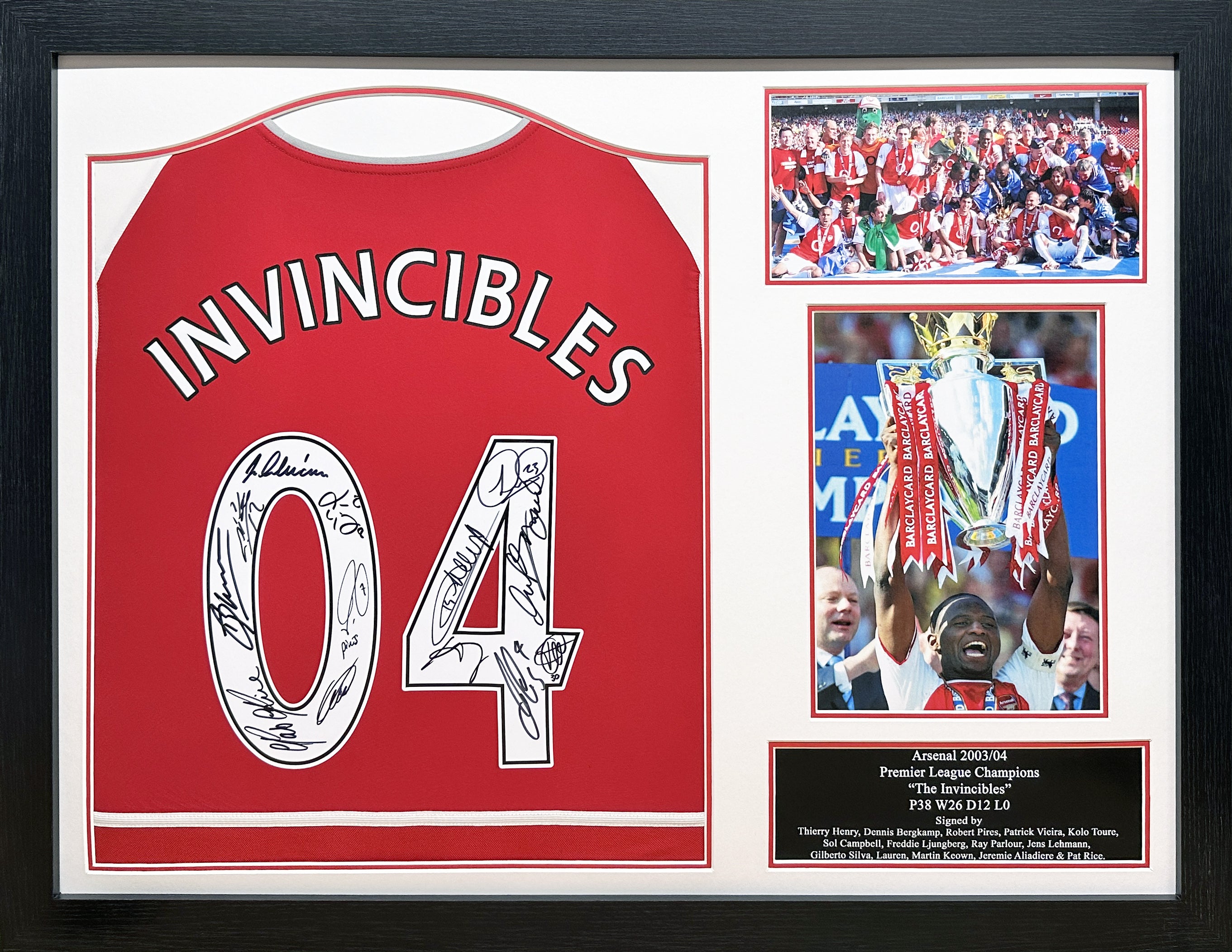 O2 Arsenal Invincible Arsenal Invincible Shirt Signed by 14 - Framed – National Football ...