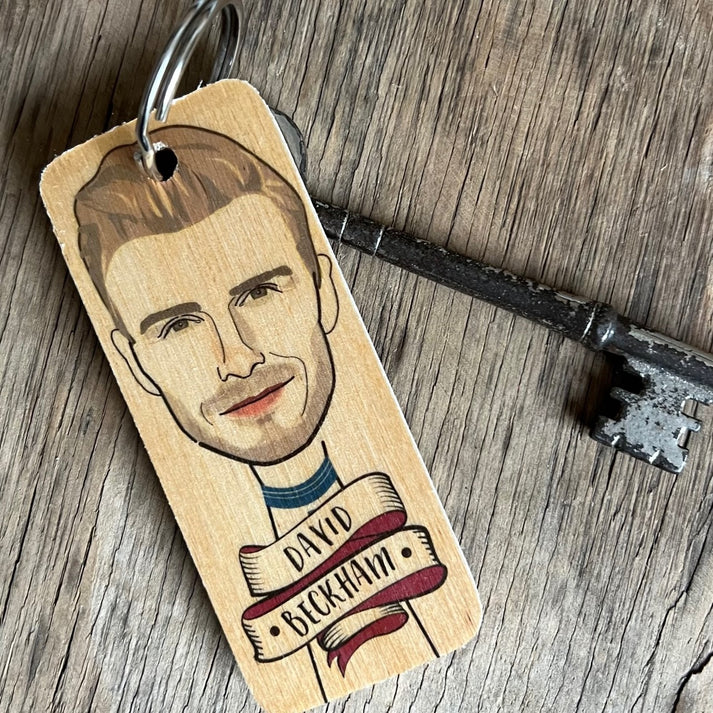 David Beckham Wooden Keyring