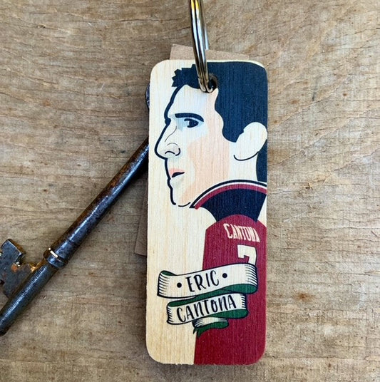 Eric Cantona Wooden Keyring