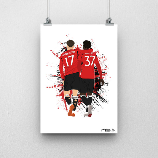 SALE - Garnacho and Mainoo Print - DanDesignsGB