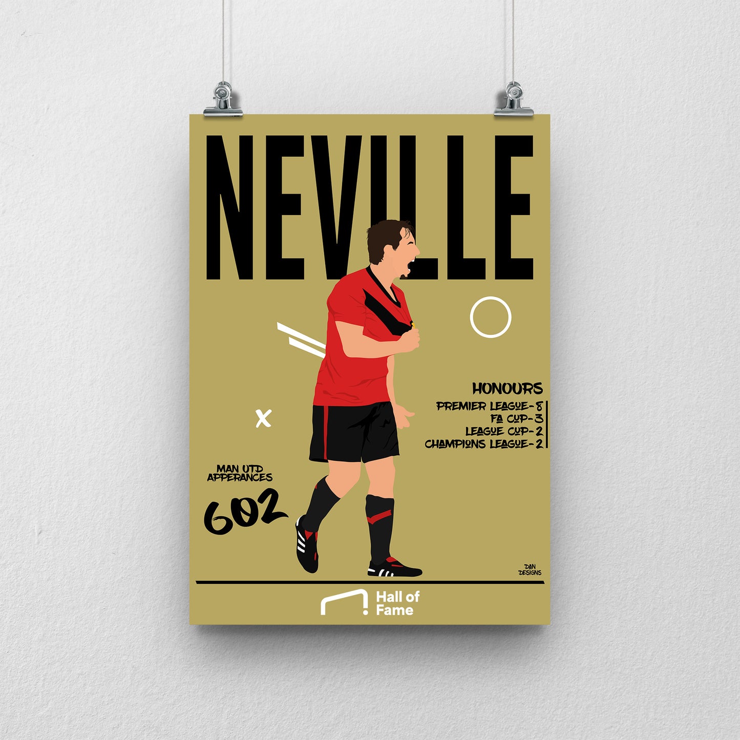 Gary Neville Hall of Fame Print - DanDesignsGB