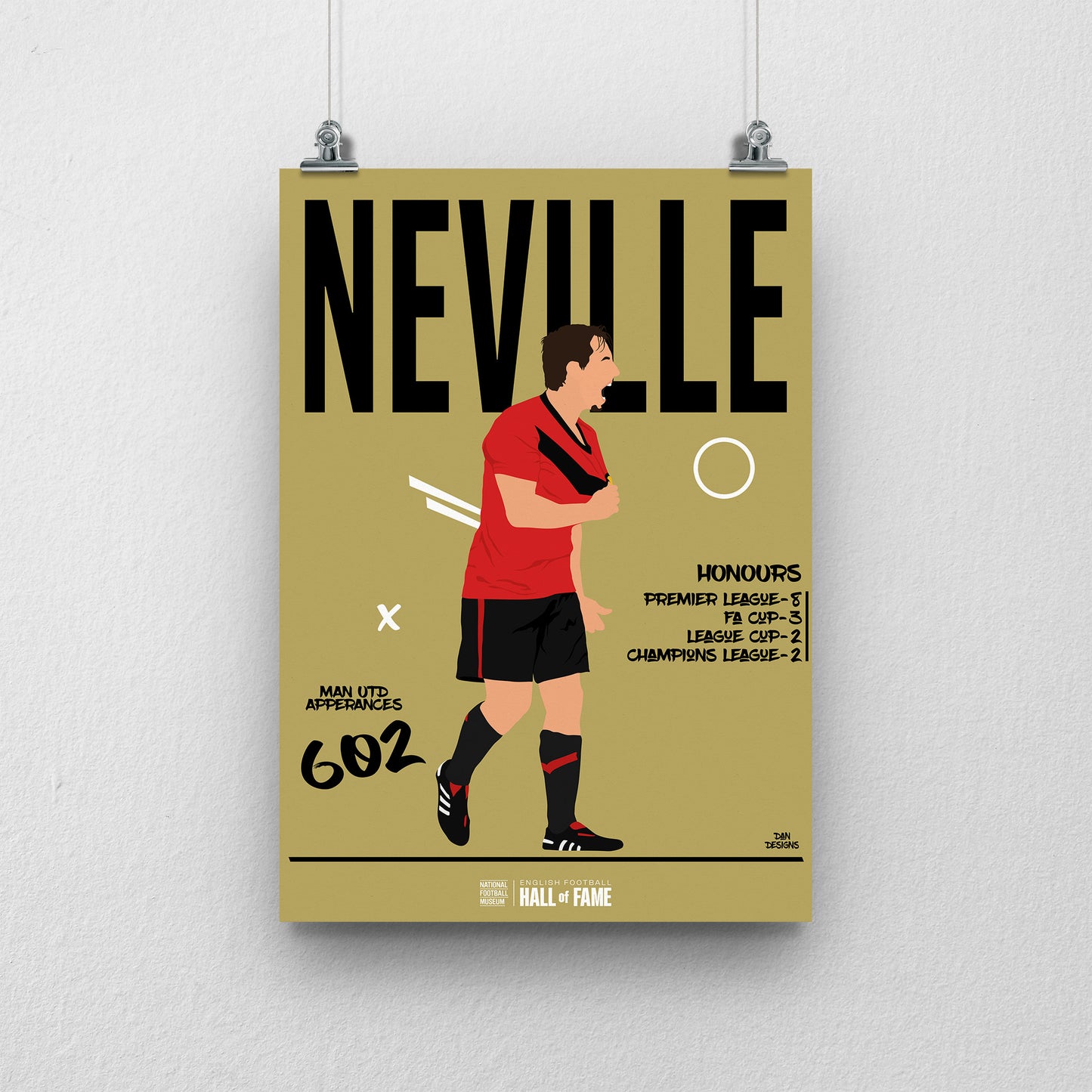 Gary Neville Hall of Fame A3 Print - DanDesignsGB