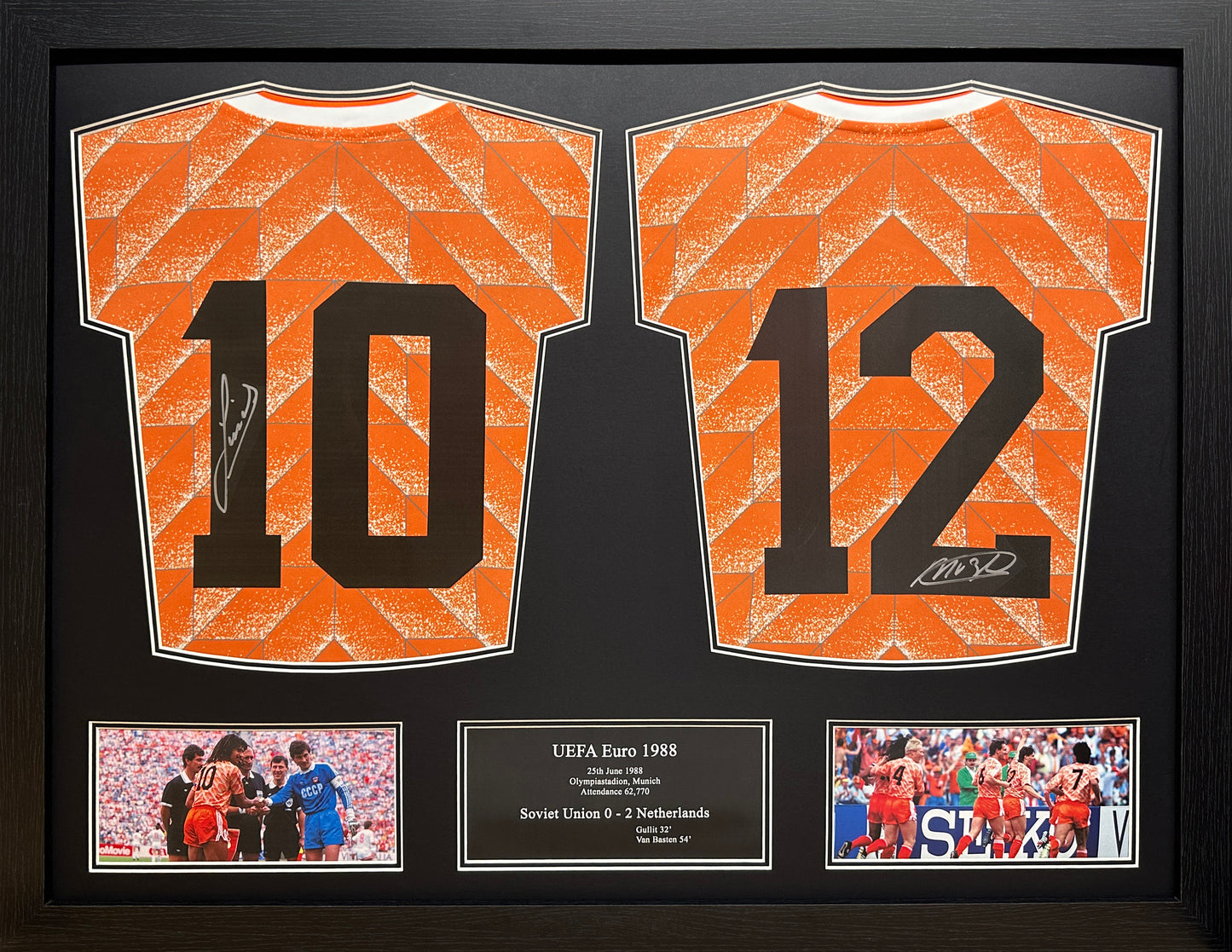 Gullit and Van Basten Signed Holland Shirts Display