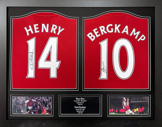 Dennis Bergkamp/Thierry Henry Signed Arsenal Shirts - Framed