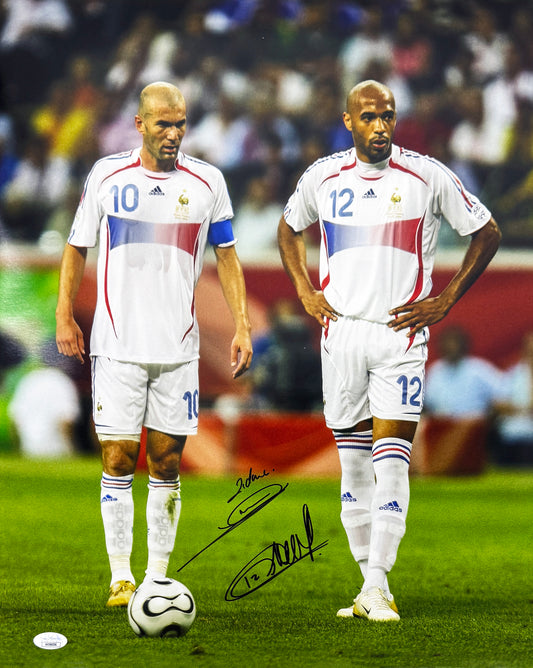 Zinedine Zidane & Thierry Henry dual signed France photo