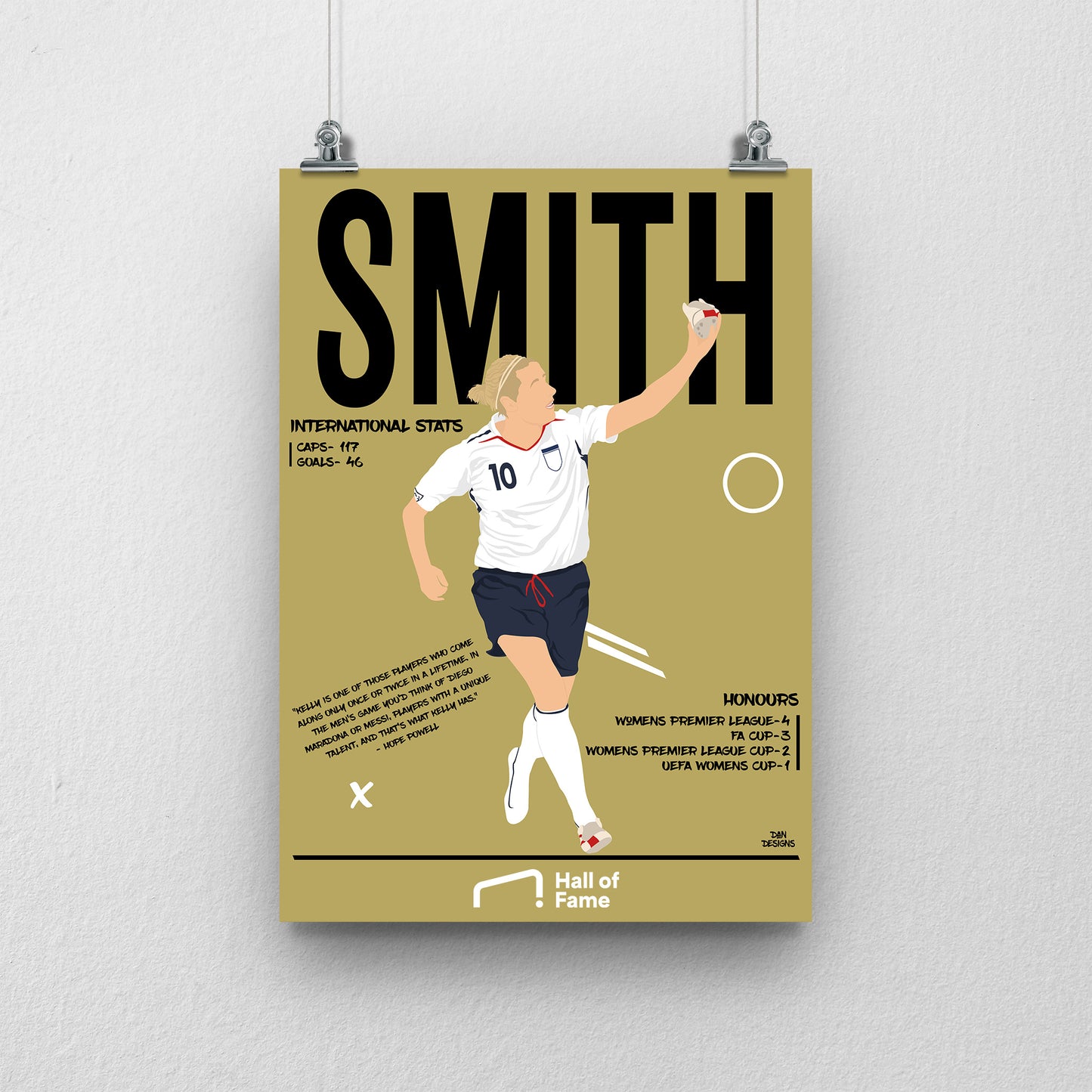 Kelly Smith Hall of Fame Print - DanDesignsGB