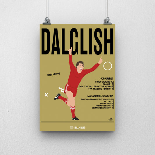 Kenny Dalglish Hall of Fame A3 Print - DanDesignsGB