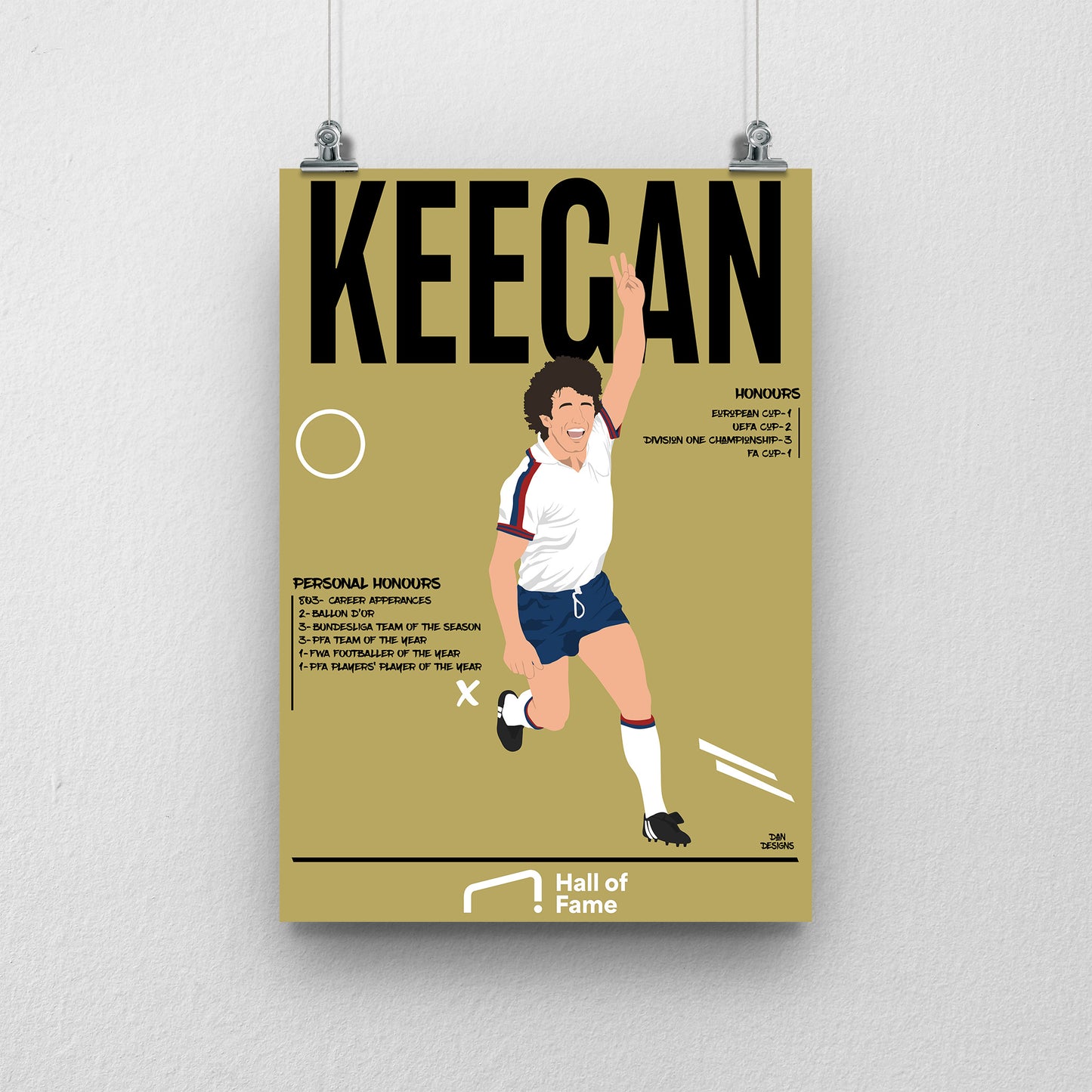 Kevin Keegan Hall of Fame Print - DanDesignsGB