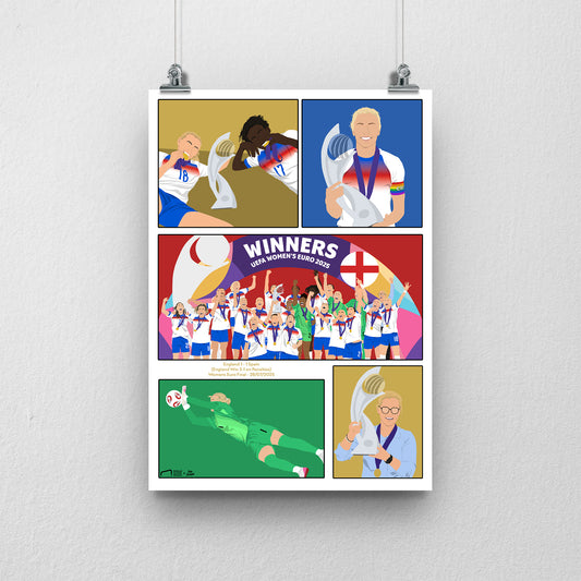 A3 EURO 2025 Lionesses Winners Art Print - DanDesignsGB
