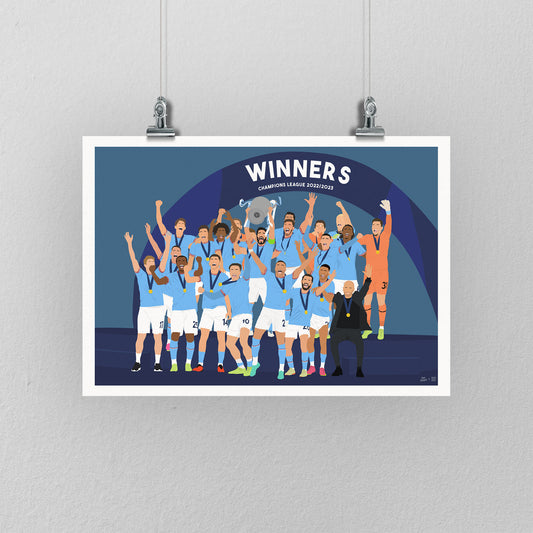 Manchester City Champions League A3 prints - DanDesignsGB