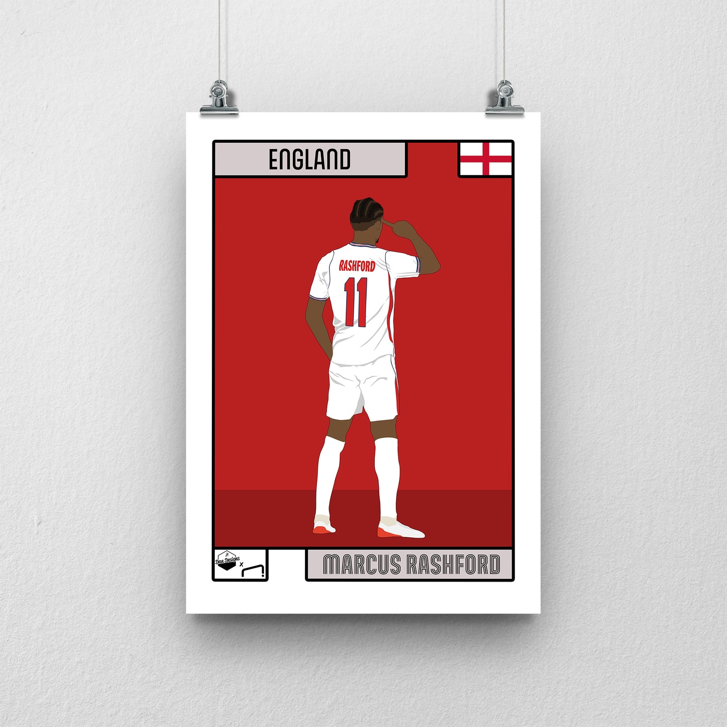Marcus Rashford England Print - DanDesignsGB