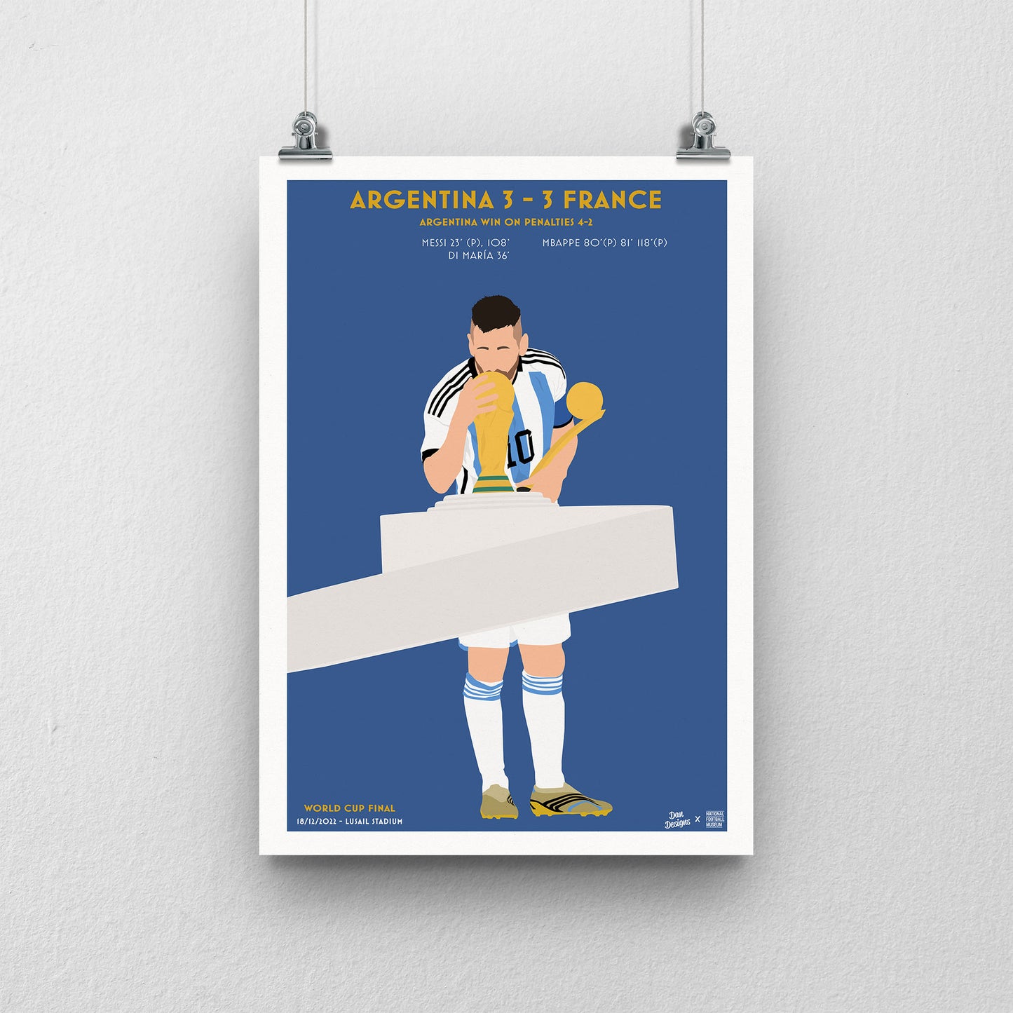 Messi Argentina A3 Print - DanDesignsGB