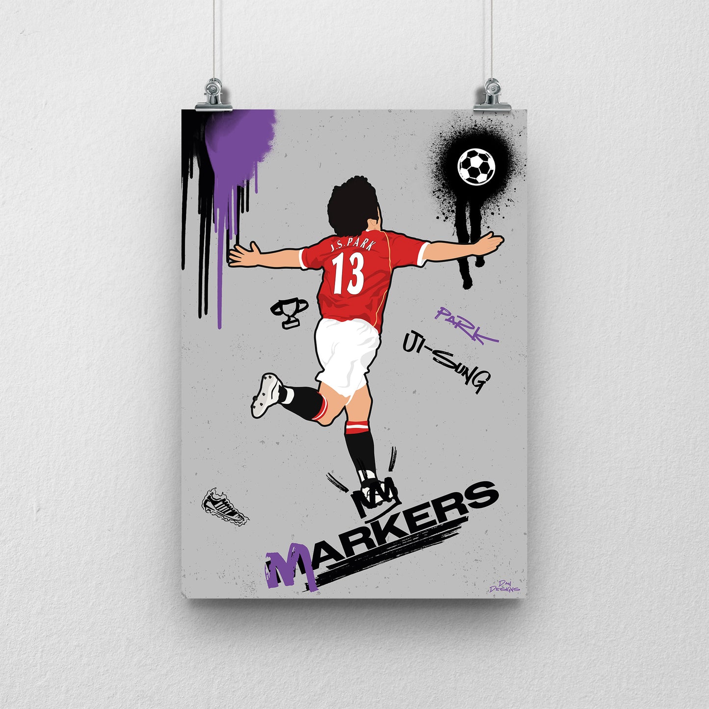 Park Ji Sung Markers Print - DanDesignsGB