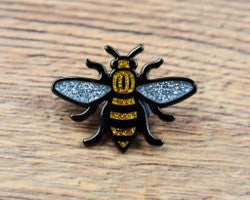 Gold Glitter Manchester Bee Pin Badge - The Manchester Shop