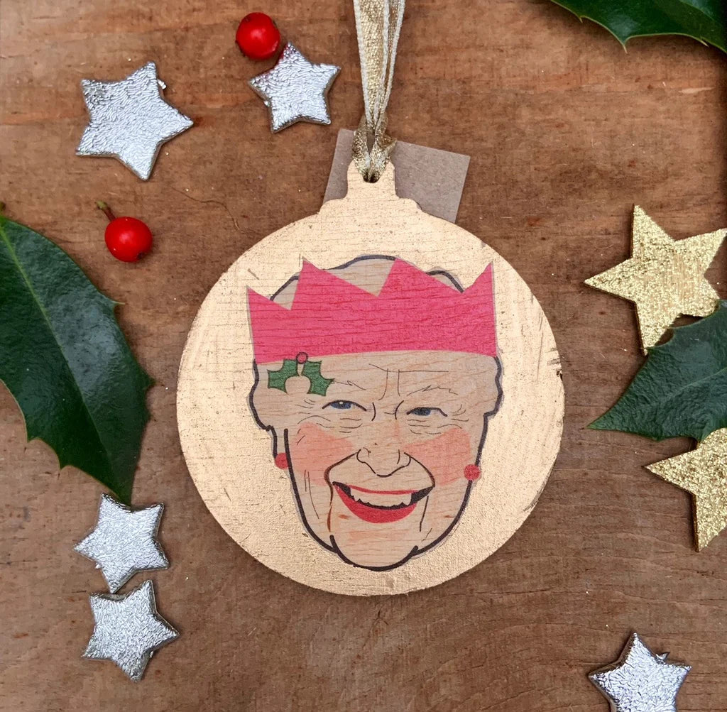 Her Majesty Queen Elizabeth Wooden Bauble