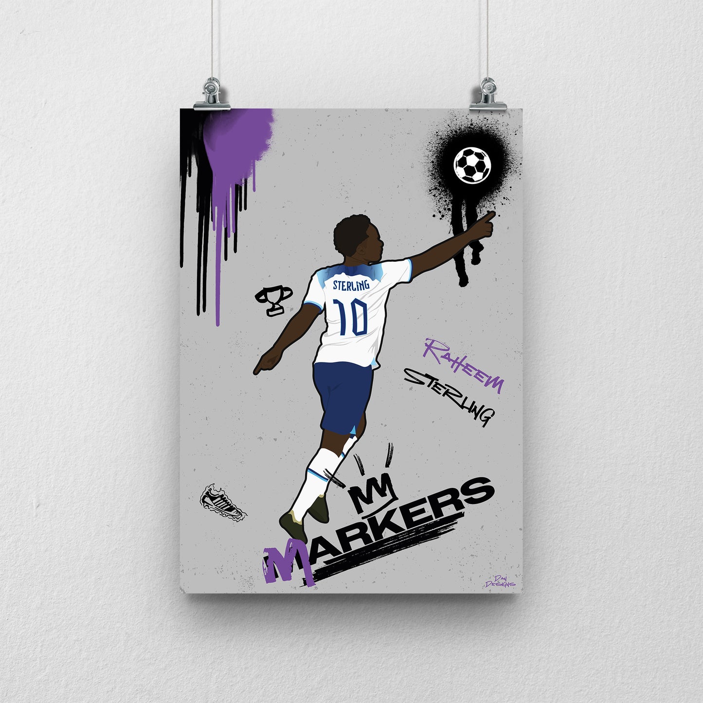 Raheem Sterling Markers Print - DanDesignsGB