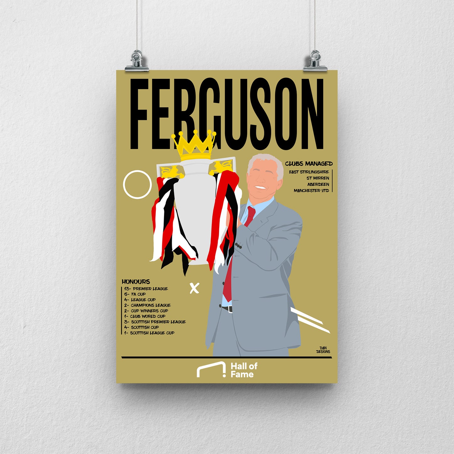 Sir Alex Ferguson Hall of Fame Print - DanDesignsGB