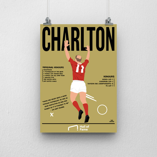 Sir Bobby Charlton Hall of Fame Print - DanDesignsGB