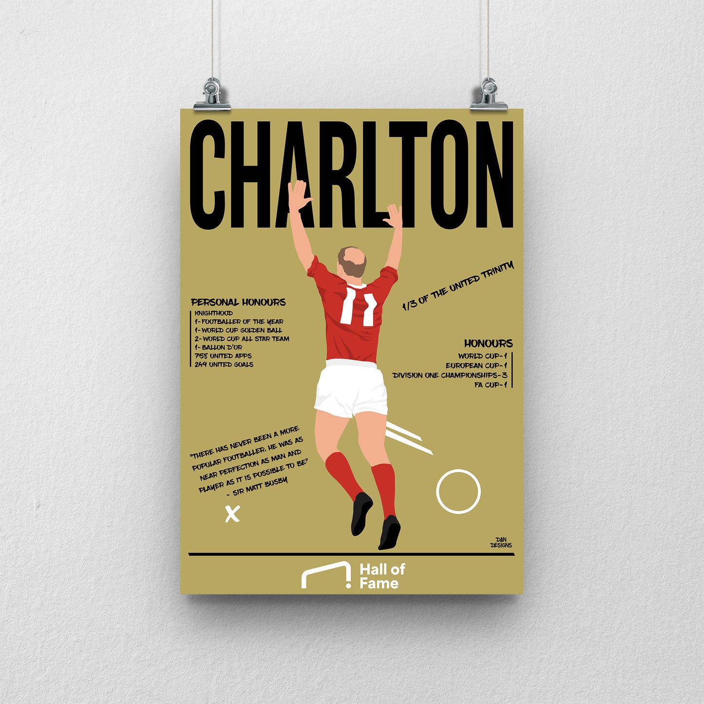Sir Bobby Charlton Hall of Fame Print - DanDesignsGB