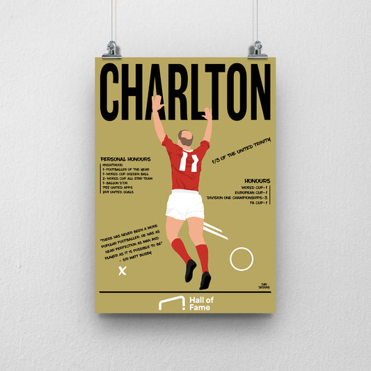 Sir Bobby Charlton Hall of Fame Print - DanDesignsGB