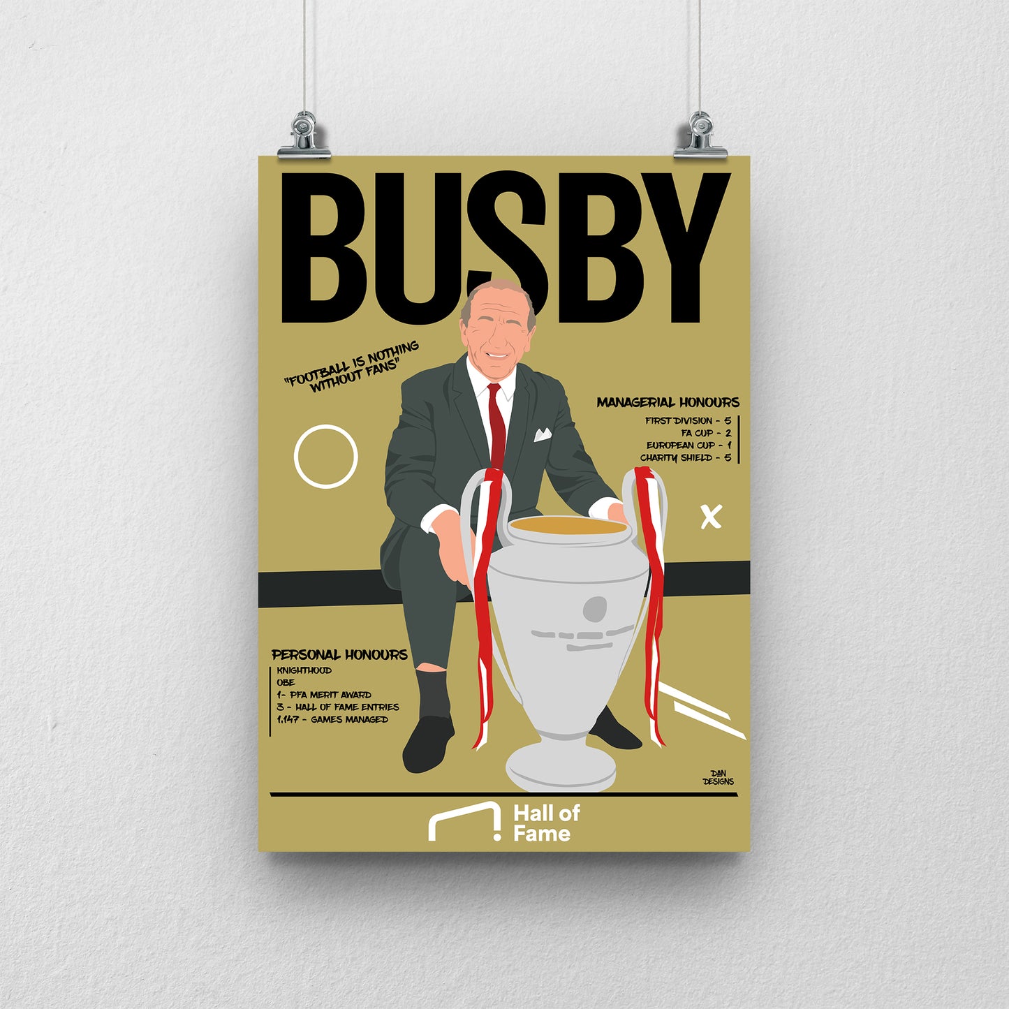 Sir Matt Busby Hall of Fame Print - DanDesignsGB