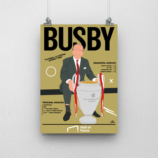 Sir Matt Busby Hall of Fame Print - DanDesignsGB