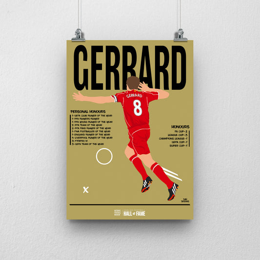 Steven Gerrard Hall of Fame A3 Print - DanDesignsGB