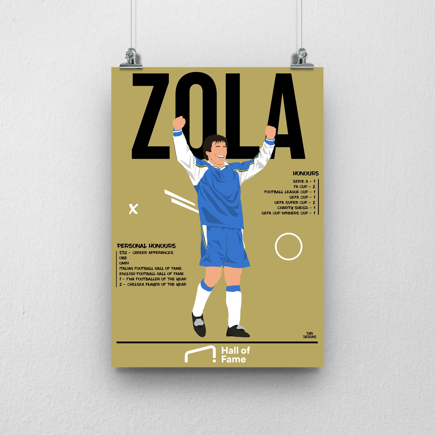Gianfranco Zola Hall of Fame Print - DanDesignsGB