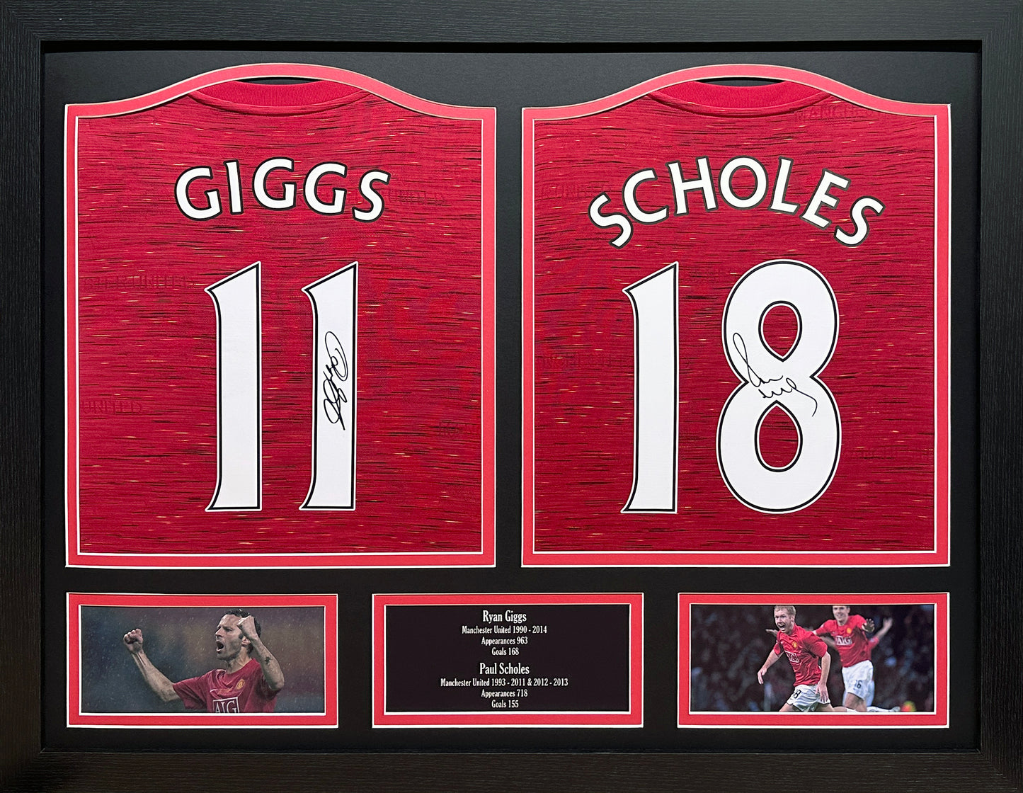 Giggs & Scholes Double Signed Framed Shirt Display