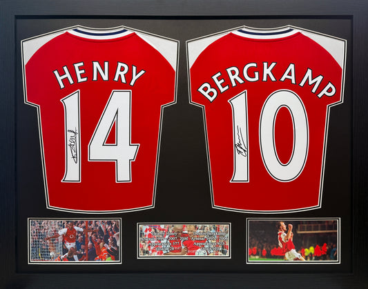 Dennis Bergkamp/Thierry Henry Signed Arsenal Shirts - Framed