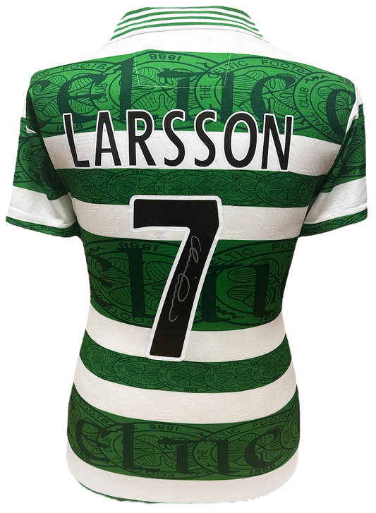 Henrik Larsson signed Official retro 1995/97 Celtic shirt 