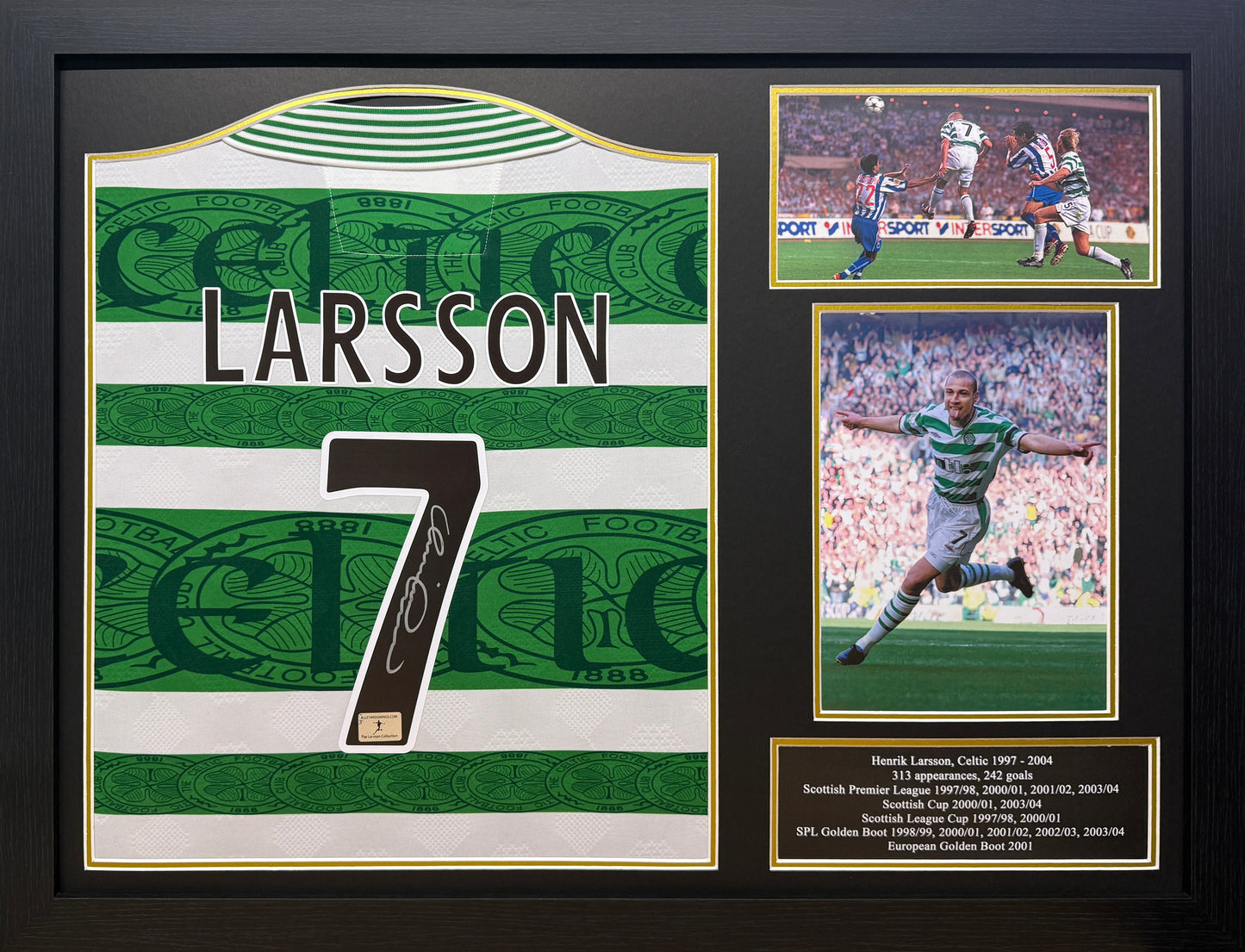 Henrik Larsson signed Official retro 1995/97 Celtic shirt 