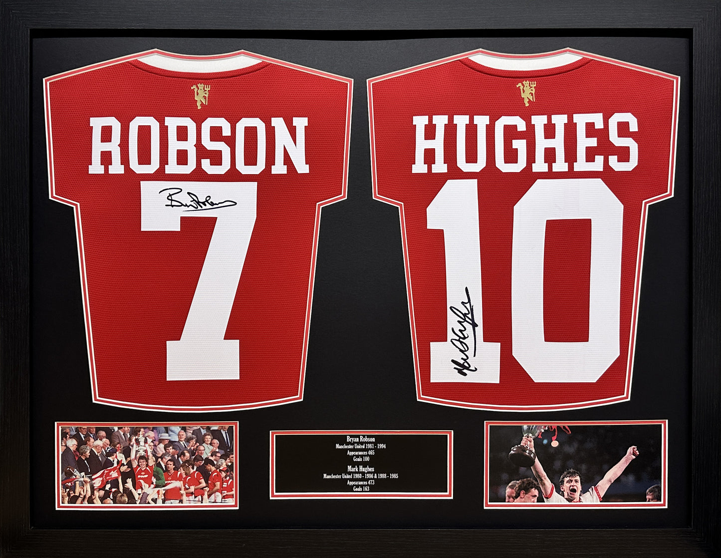 Bryan Robson and Mark Hughes Manchester United Shirt Display