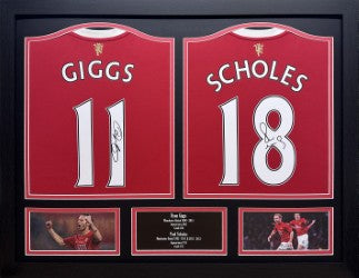 Giggs & Scholes Double Signed Framed Shirt Display