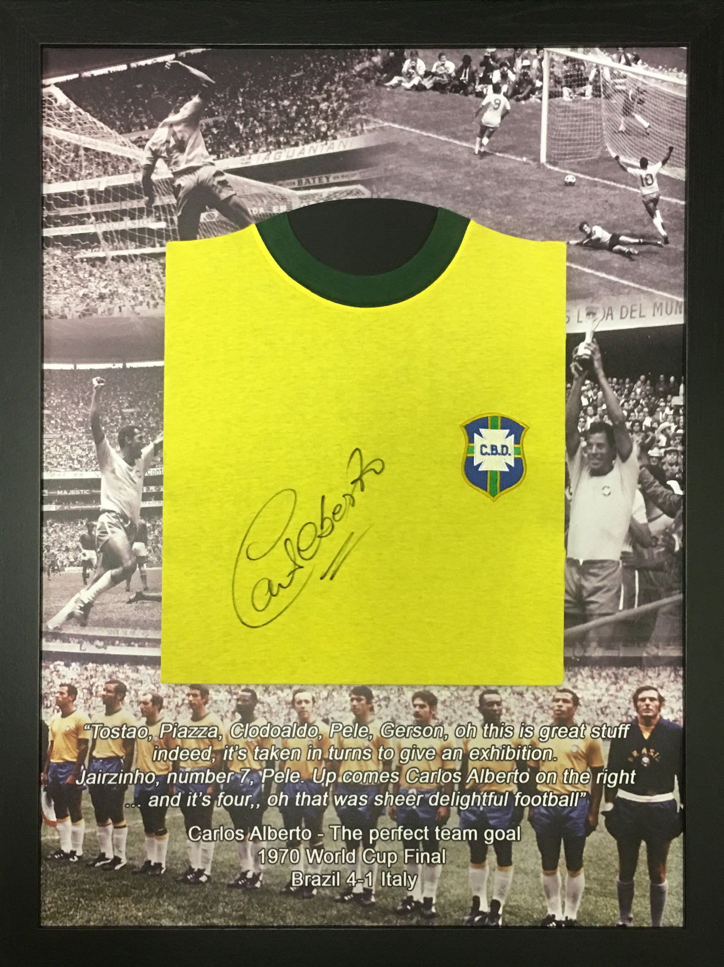 Carlos Alberto Signed 1970 Brazil Captain Replica Shirt