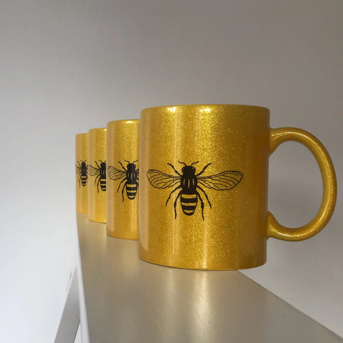 Manchester Bee Gold Sparkly Mug