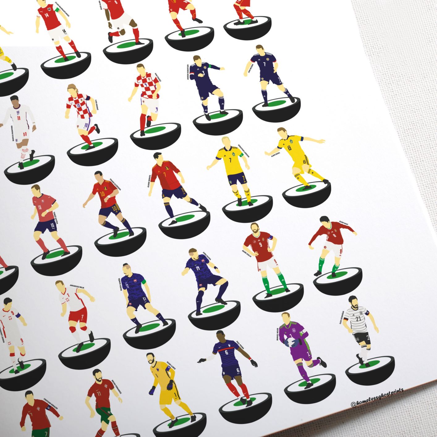 Euro 2020 Subbuteo Print - Unframed