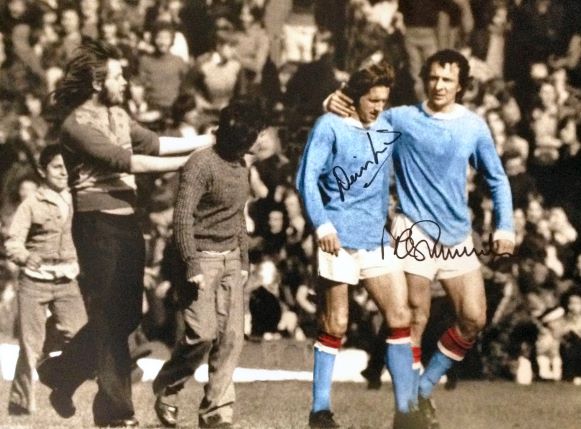 Denis Law & Mike Summerbee Dual Signed “The Backheel” Photo