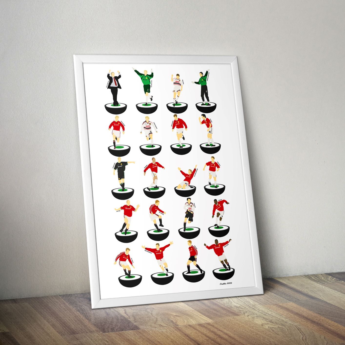 Manchester United Treble Subbuteo Print