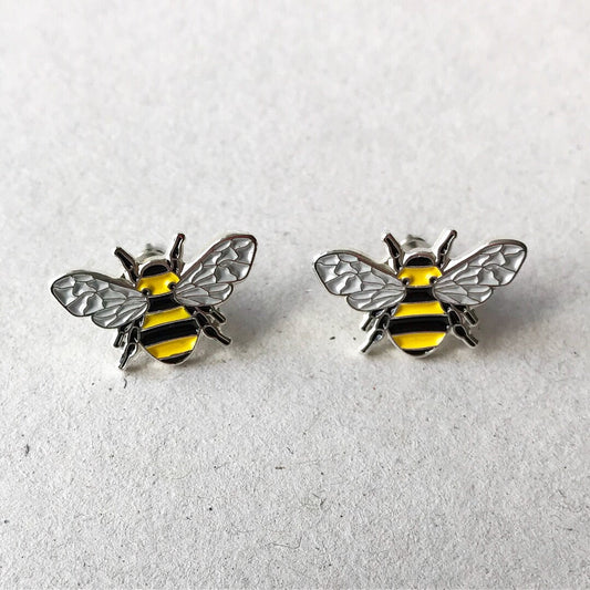 Manchester Bee Stud Earring  Set- Yellow & Black