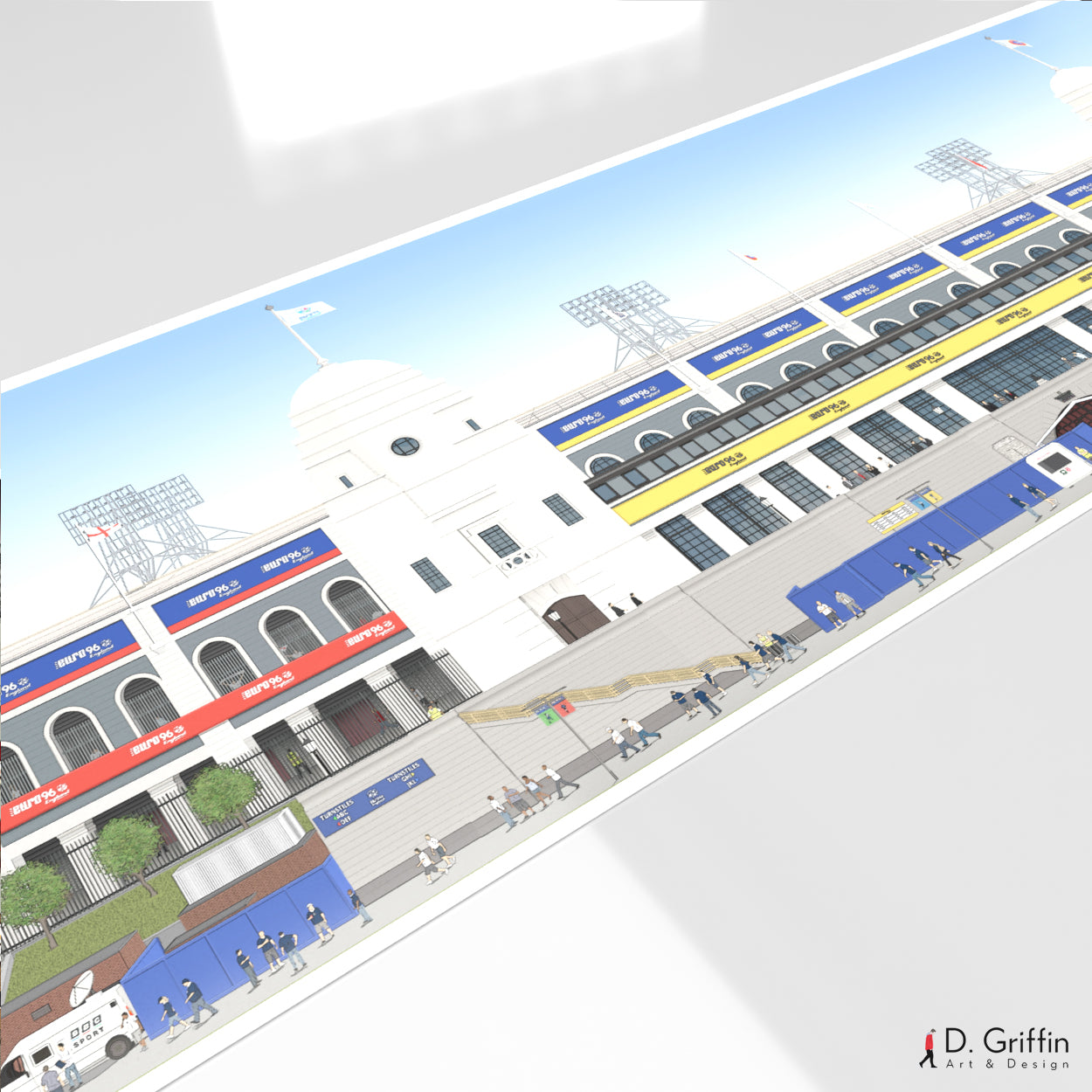 Wembley Old Stadium Panoramic Illustration Print