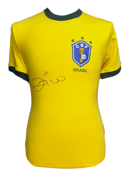 Zico Front Signed Brazil Shirt