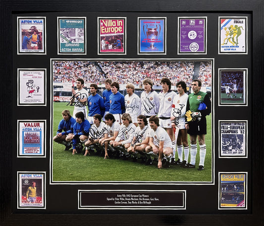 Aston Villa Signed 1982 European Cup Final Team Photo Signed by 7
