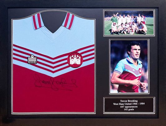 Trevor Brooking Signed Framed 1980 Home West Ham Shirt