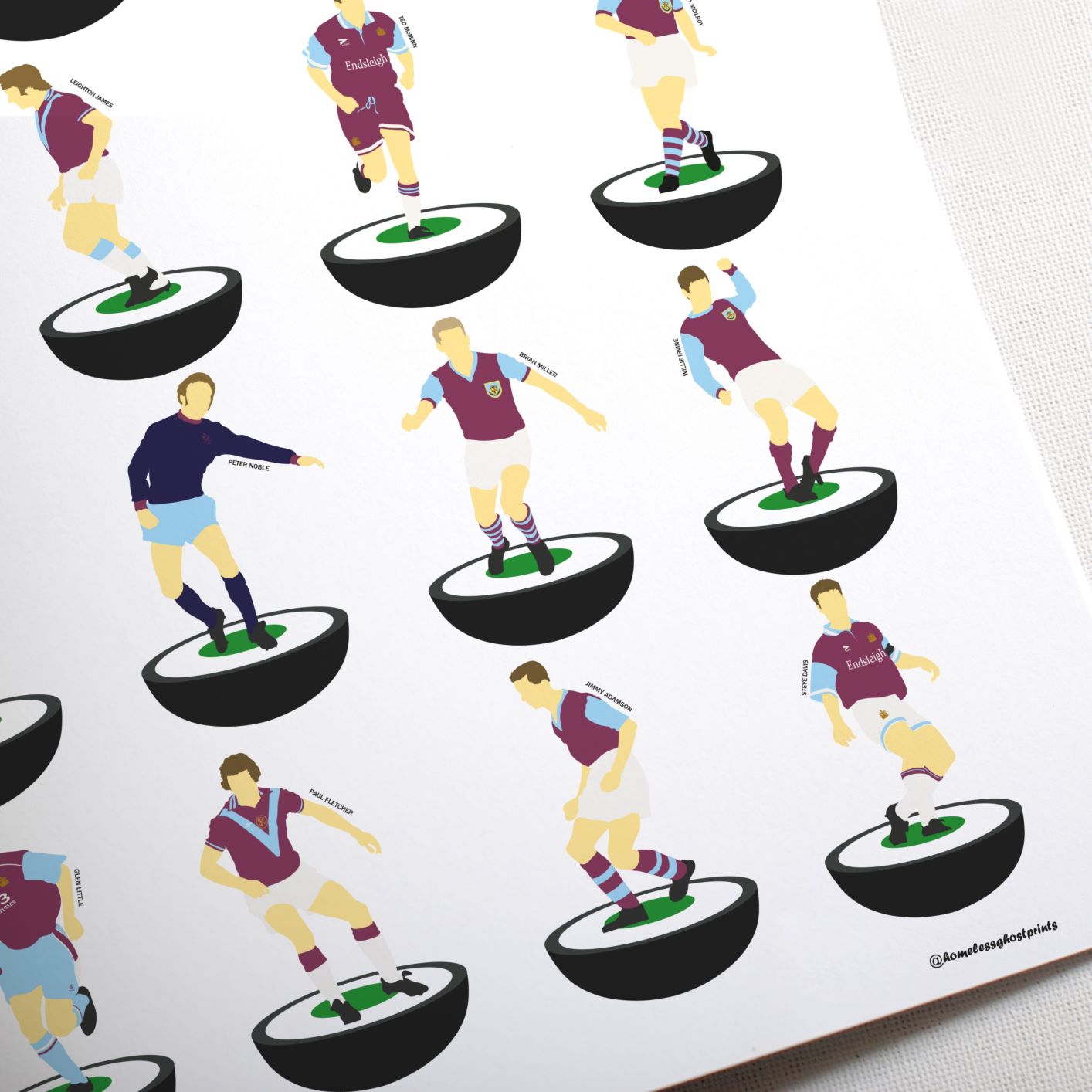 Burnley Legends Subbuteo Print