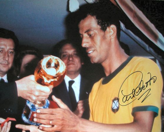Carlos Alberto Signed 1970 World Cup Final Team Photo