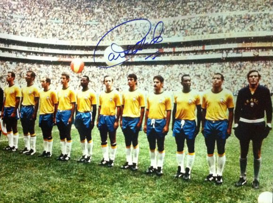 Carlos Alberto Signed 1970 World Cup Final Team Photo