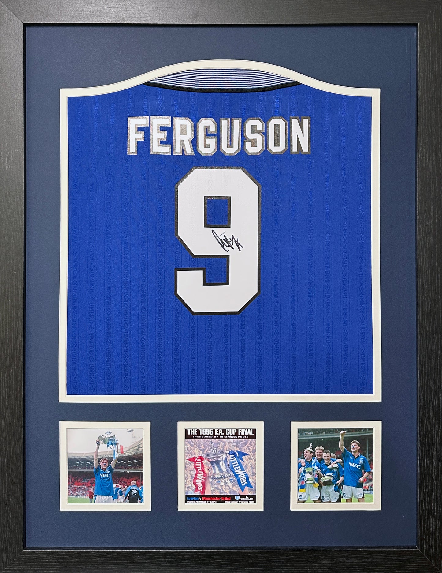 Duncan Ferguson Signed Everton 1995 FA Cup Final No.9 Shirt