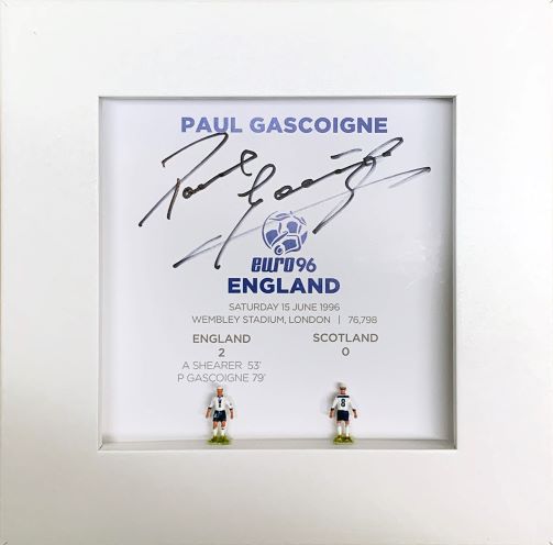 Paul Gascoigne Signed Hand Painted Subbuteo Career Display